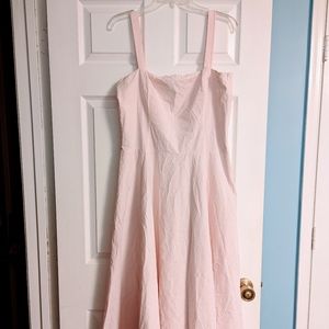 Lauren Ralph Lauren Sleeveless Pink and White Pin Striped A-Line Dress